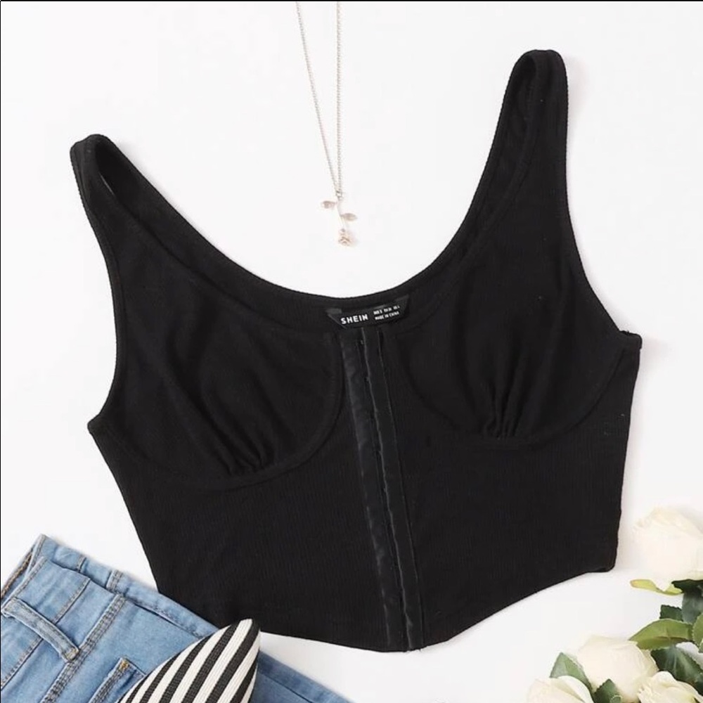 Rib-knit bustier crop top